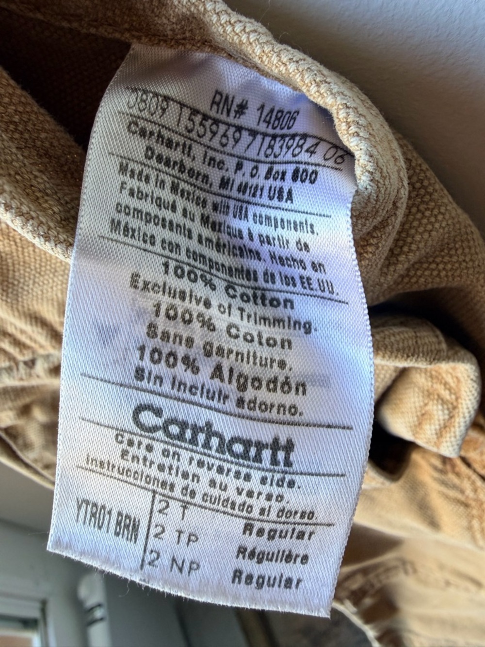 Carhartt Brown Duck Bib Overalls Toddler Size 2T Adjustable Workwear - Picture 8 of 8